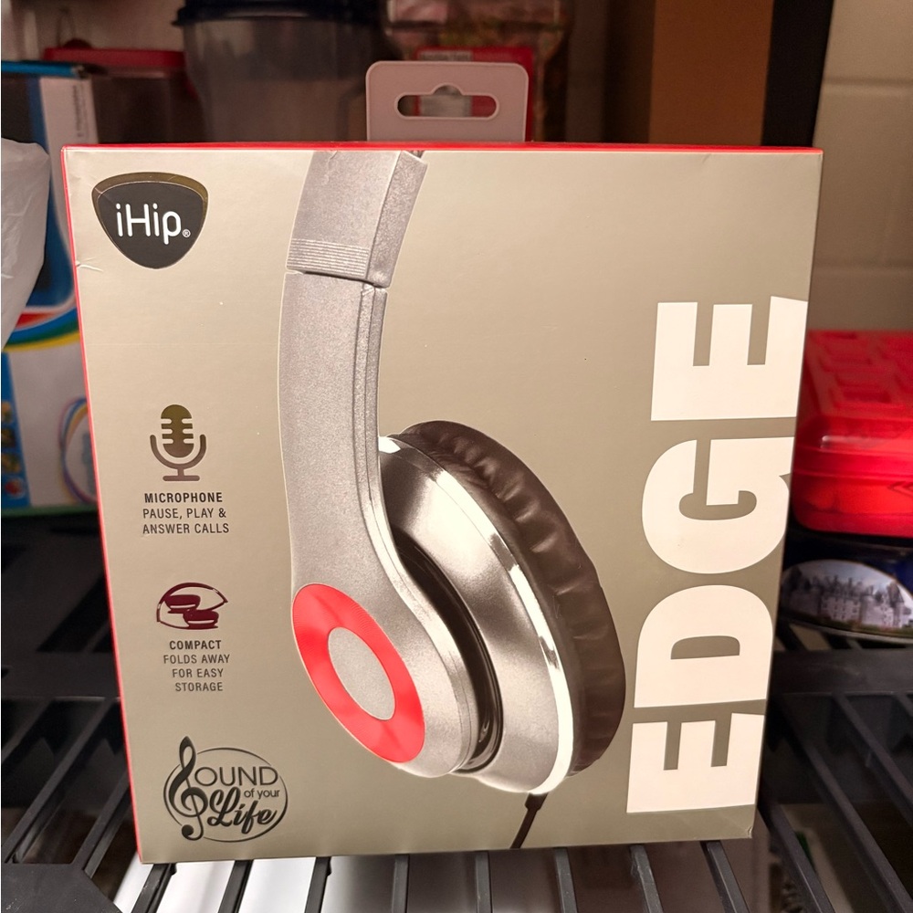 h.i.p. Edge Over-Ear Silver and Red Headphones
